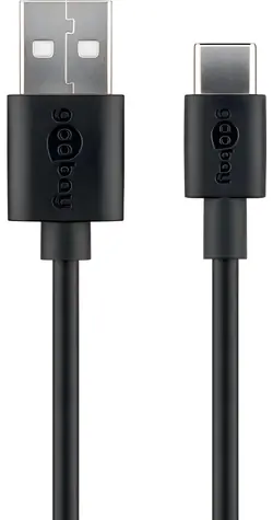 Goobay 59124 czarny / Kabel do ładowania i synchronizacji / USB-C do USB-A / 3 m