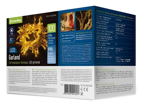 Łańcuch LED Colorway ciepła biel / łańcuch LED / 100 LED / 10m / IP65 / 230V