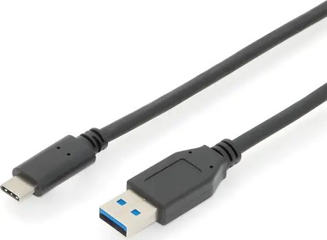 Digitus AK-300146-010-S czarny / kabel USB-A do USB-C / 1 m