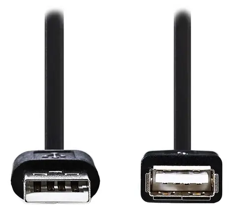 Kabel przedłużający Nedis czarny / USB 2.0 AA / 2 m / złącza niklowane / luzem