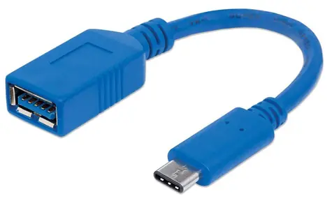 Manhattan USB-C - USB-A niebieski / Kabel / USB 3.2 Gen 1 / 5 Gbit/s / 0,15 m