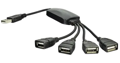 Akyga USB Hub czarny / Hub USB / 4 porty / USB 2.0 / kabel 15 cm