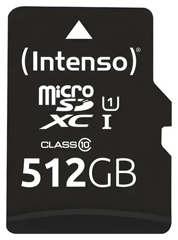 INTENSO Premium microSDXC 512 GB / Karta pamięci / UHS-I U1 / Klasa 10 / Odczyt: 90 MB/s / z adapterem SD