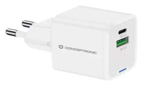 Conceptronic ALTHEA15W biały / adapter ładowania USB / 1x USB-A / 1x USB-C / 20 W / GaN