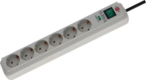 Brennenstuhl Eco-Line jasnoszary / Listwa przeciwprzepięciowa / 6 gniazd / 1,5 m / 13 500 A