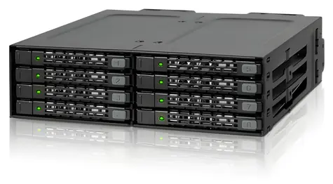 Stacja dokująca Icy Dock MB998SP-B ToughArmor, czarna / Obudowa na dyski HDD/SSD / 8 x 2,5" SATA / Hot-Swap / do 5,25" zatoki