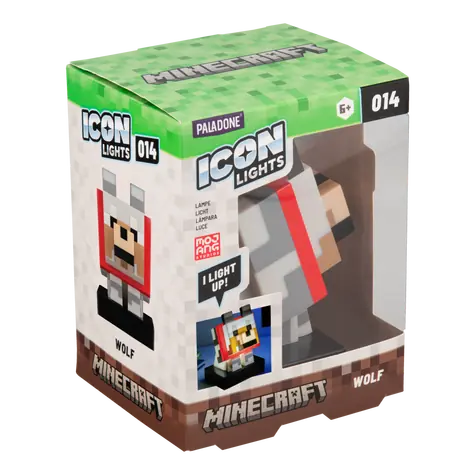 Lampa stołowa Paladone Icon Light Wolf Minecraft / 11 cm / 2 baterie AAA