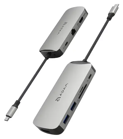 Adam Elements CASA X DP szary / Hub USB-C / 10 w 1 / DisplayPort / 8K