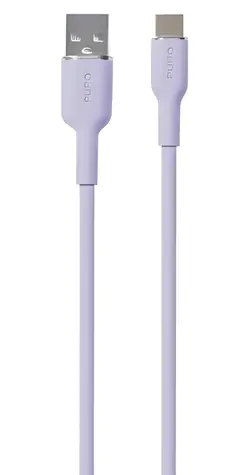 Miękki silikonowy Cable Puro lawendowy / Kabel do transmisji danych / USB-A / USB-C / 1,5 m