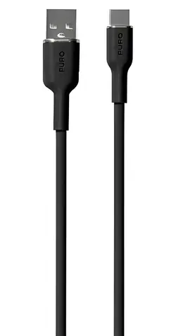 Cable Puro Soft Silicone czarny / Kabel do transmisji danych / USB-A / USB-C / 1,5 m