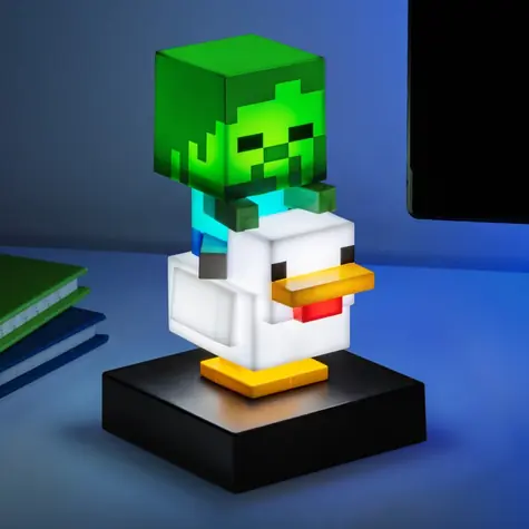 Lampa stołowa Paladone Icon Light Chicken Jockey Minecraft / 11 cm / 2 baterie AAA