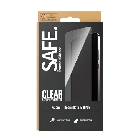 PanzerGlass SAFE UWF do XIAOMI Redmi Note 15 4G/5G czarny / Szkło hartowane / W pełni klejące / 0,4 mm / 11 g