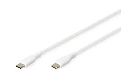 Kabel Digitus USB-C biały / Kabel do transmisji danych / silikonowy / USB 2.0 / PD 60W / 0,5 m