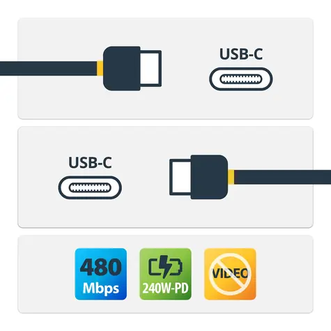 StarTech USB-C 1m / Kabel ładujący / 240W / 5A / Certyfikat USB-IF / USB 2.0