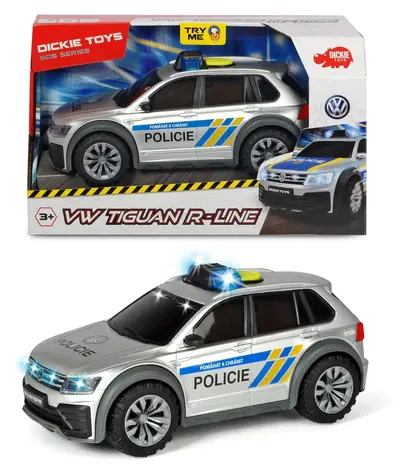 DICKIE SOS Radiowóz VW Tiguan R-Line / skala 1:18 / długość 25 cm / wersja Czechy / efekty świetlne i dźwiękowe