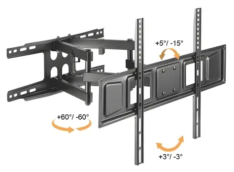 Brateck LPA63-466 matowy czarny / Regulowany uchwyt ścienny do telewizorów 37"-80" / nośność 40 kg / VESA 600x400