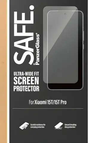 PanzerGlass SAFE czarne / Szkło hartowane / UWF / do XIAOMI 15T/15T Pro / całkowicie klejące