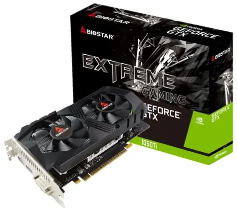 Biostar GeForce GTX 1050 Ti / Karta graficzna / 1291-1392 MHz / 4 GB GDDR5 / 128-bit / DVI, HDMI, DP