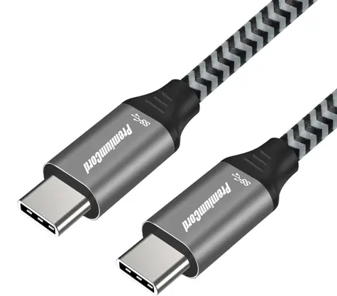 PremiumCord USB-C czarny / Kabel do transmisji danych / USB 3.2 Gen 1 / 5 Gbit/s / oplot bawełniany / 1 m