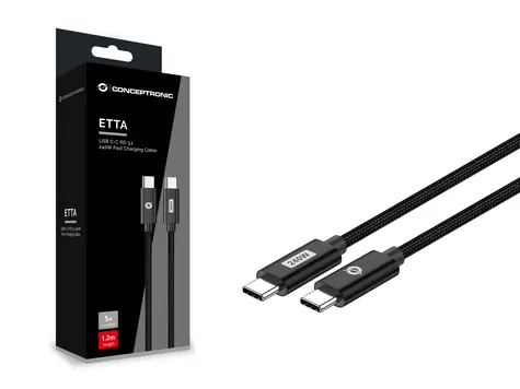Conceptronic USB-C - kabel USB-C do ładowania i transmisji danych czarny / Kabel / USB 2.0 / 480 Mbit/s / PD 240 W / 2 m
