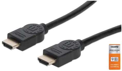 Kabel HDMI Manhattan Premium czarny / Kabel HDMI / HDMI (M) - HDMI (M) / 1 m / 4K 60Hz / 18 Gbit/s / Ethernet / ARC