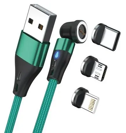 RealPower MagneticCharge3 zielony / Magnetyczny kabel ładujący / USB-A / 3 A / 1 m / adaptery
