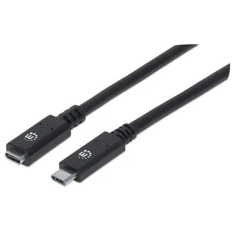 Przedłużacz Manhattan USB-C czarny / Przedłużacz / USB-C - USB-C / USB 3.2 Gen 2, 10 Gbit/s / 0,5 m