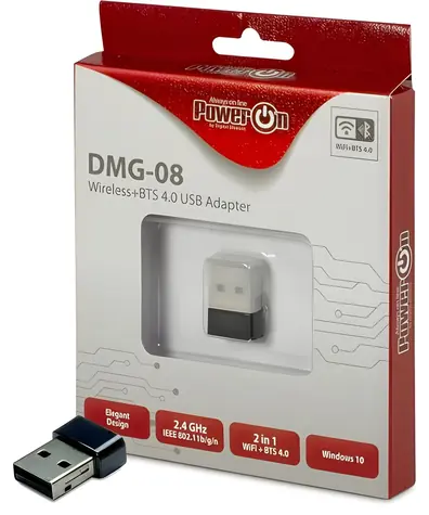 Inter-tech DMG-08 / adapter WiFi/Bluetooth / USB 2.0 / Wi-Fi 4 802.11n / 150 Mb/s / 2,4 GHz