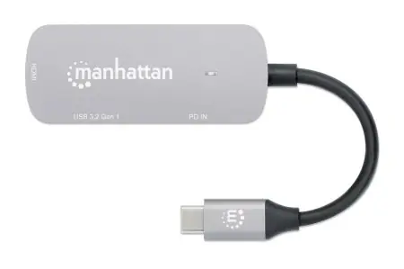 Adapter Manhattan USB-C do HDMI 3w1 srebrny / Adapter / 4K 30Hz / USB-A 3.2 Gen1 / PD 100 W