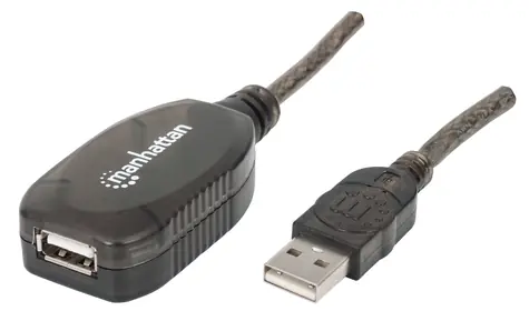 Aktywny przedłużacz Manhattan USB 2.0 AA 20 m czarny / Przedłużacz / USB 2.0 / 480 Mbit/s