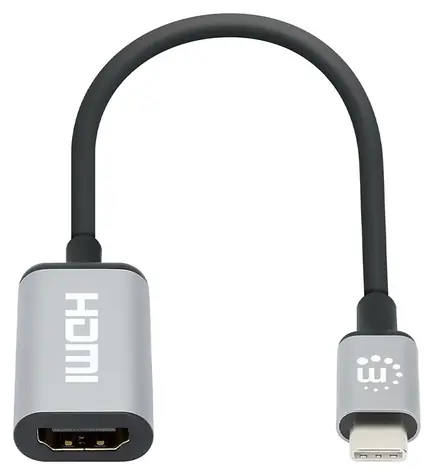 Manhattan USB-C do HDMI czarno-srebrny / Adapter / 4K 60Hz / HDCP 2.2 / kabel 15 cm