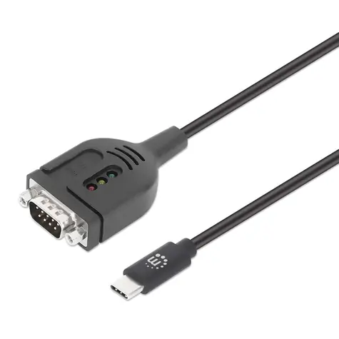 Adapter Manhattan USB-C do RS232 DB9 PL2303GT czarny / Adapter / USB-C - DB9 (RS232) / 1 m