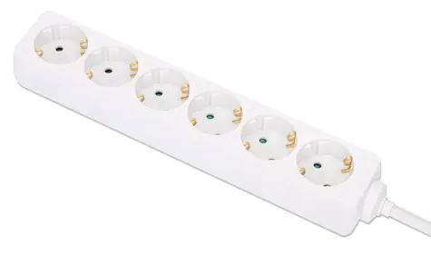 Przedłużacz Manhattan 6x gniazdo biały / Przedłużacz / 2 m / 16 A / 3680 W