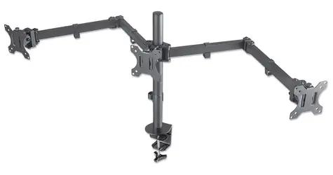 Uchwyt do trzech monitorów Manhattan , czarny / Uchwyt do monitora / 13-27" / Nośność 21 kg / VESA 100x100