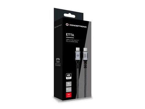 Conceptronic USB-C - USB-C czarny / Kabel / USB 3.2 Gen 2x2 / PD 100W / 20 Gbit/s / 2 m