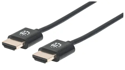 Ultracienki kabel HDMI Manhattan z Ethernetem czarny / Kabel HDMI / HDMI-HDMI / 1,8 m / 4K 60Hz / ARC