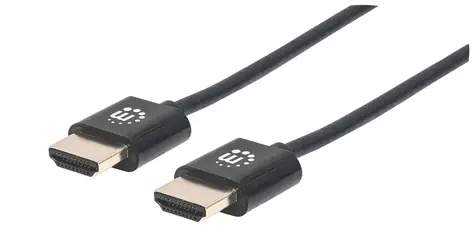 Kabel HDMI Manhattan Ultrathin z Ethernetem 1m czarny / Kabel HDMI / HDMI-HDMI / 4K 60Hz / Ekranowany