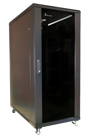 Szafa rack Extralink 32U czarna / Szafa rack / 600 x 800 mm / nośność 1500 kg / drzwi szklane