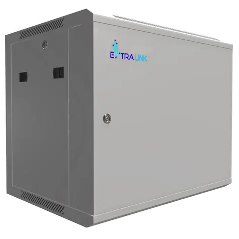 Stojak ścienny Extralink 19" 9U 600x450 szary / Stojak ścienny / zmontowany / nośność 55 kg / drzwi metalowe