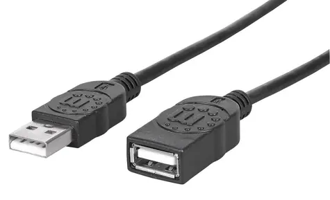 Przewód przedłużający USB 2.0 Manhattan AA czarny / Kabel / 1 m