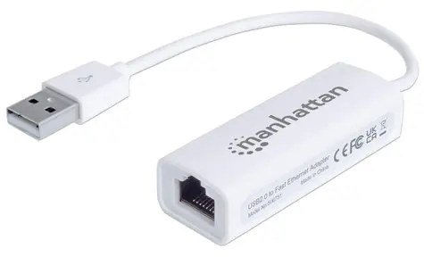 Adapter USB Manhattan RJ45 biały / Adapter sieciowy / USB 2.0 / Fast Ethernet 100 Mbit/s / IEEE 802.3