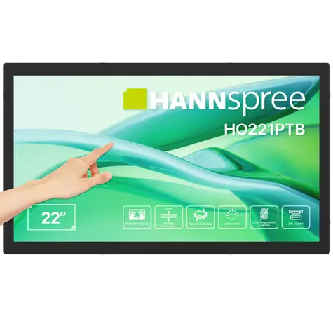 21,45" Hannspree HO221PTB czarny / Monitor / Dotykowy / Full HD 1920x1080 / VGA+HDMI+USB / 600 cd/m2
