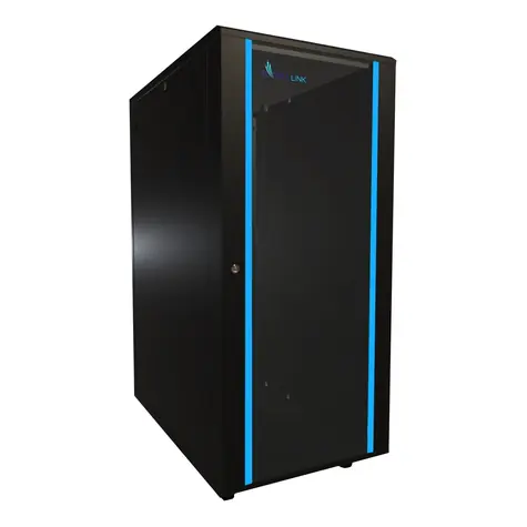 Extralink Rack 27U czarny / Szafa rack / 19" / szerokość 600 mm / głębokość 1000 mm / drzwi szklane