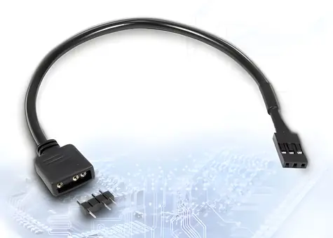 Adapter Inter-tech RGB 3-pin do VDG czarny / Adapter / 5 V / 0,2 m