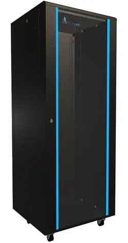 Extralink Rack 32U 600x600 czarny / Szafa rack / 19" / drzwi szklane / nośność 600 kg