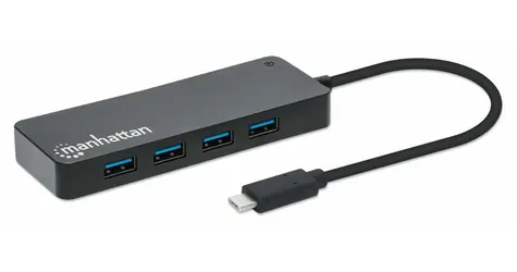 Hub USB-C Manhattan 7-portowy czarny / Hub USB / 7x USB-A / USB 3.2 Gen 1 / 5 Gbit/s