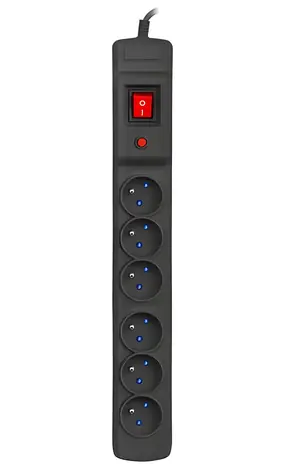 Armac Multi M6 czarny / Listwa przeciwprzepięciowa / 6 gniazd / kabel 3 m / 2500 W