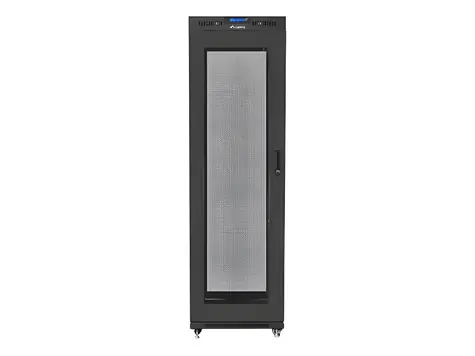 Lanberg Rack 42U czarny / Szafa rack / 19" / 600x1000 mm / Opakowanie płaskie / Drzwi perforowane / LCD