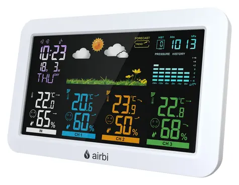 Airbi HOME / Stacja pogodowa do wnętrz / 433 MHz / maks. 3 czujniki / USB-C