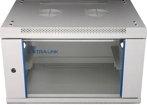Extralink EX.8567 szary / Szafka wisząca / 19" / 6U / 600x600 mm / drzwi szklane